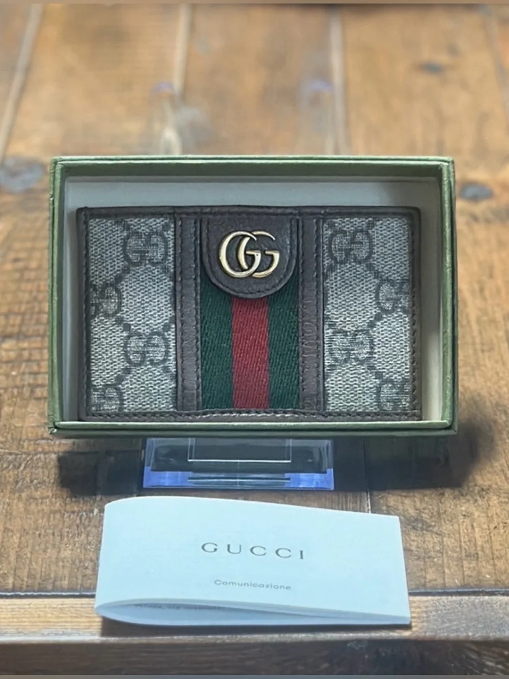 Gucci Ophidia GG Supreme Web Card Holder Wallet w/ Box